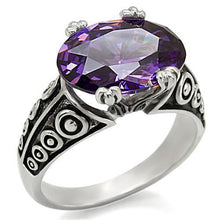 Load image into Gallery viewer, Womens Rings High polished (no plating) 316L Stainless Steel Ring with AAA Grade CZ in Amethyst TK017 - Jewelry Store by Erik Rayo
