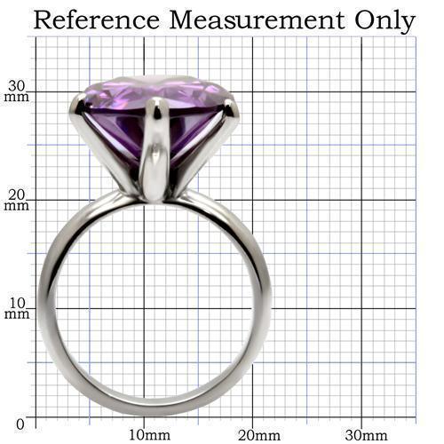 Womens Rings High polished (no plating) 316L Stainless Steel Ring with AAA Grade CZ in Amethyst TK045 - Jewelry Store by Erik Rayo