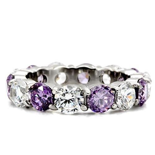 Womens Rings High polished (no plating) 316L Stainless Steel Ring with AAA Grade CZ in Amethyst TK109 - Jewelry Store by Erik Rayo