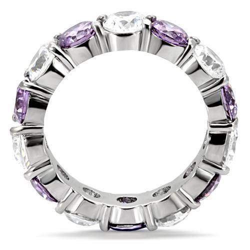 Womens Rings High polished (no plating) 316L Stainless Steel Ring with AAA Grade CZ in Amethyst TK109 - Jewelry Store by Erik Rayo
