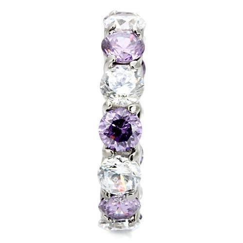 Womens Rings High polished (no plating) 316L Stainless Steel Ring with AAA Grade CZ in Amethyst TK109 - Jewelry Store by Erik Rayo
