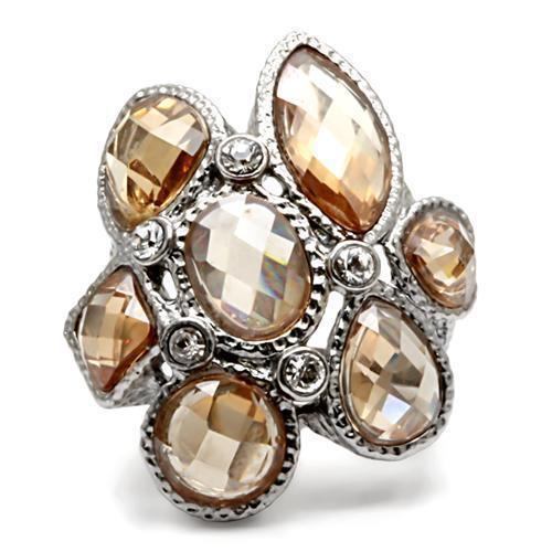 Womens Rings High polished (no plating) 316L Stainless Steel Ring with AAA Grade CZ in Champagne TK044 - Jewelry Store by Erik Rayo