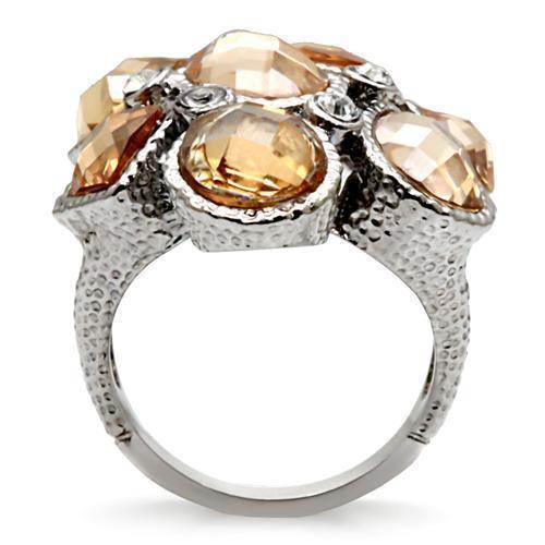 Womens Rings High polished (no plating) 316L Stainless Steel Ring with AAA Grade CZ in Champagne TK044 - Jewelry Store by Erik Rayo