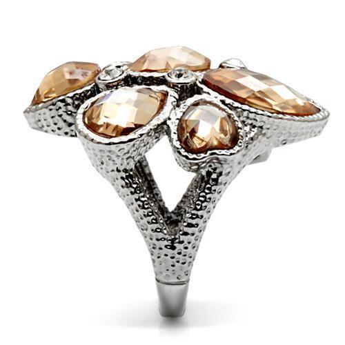 Womens Rings High polished (no plating) 316L Stainless Steel Ring with AAA Grade CZ in Champagne TK044 - Jewelry Store by Erik Rayo