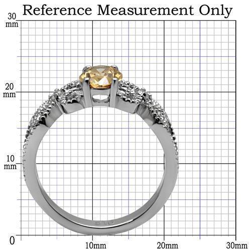 Womens Rings High polished (no plating) 316L Stainless Steel Ring with AAA Grade CZ in Champagne TK080 - Jewelry Store by Erik Rayo