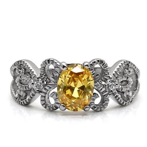 Womens Rings High polished (no plating) 316L Stainless Steel Ring with AAA Grade CZ in Champagne TK080 - Jewelry Store by Erik Rayo