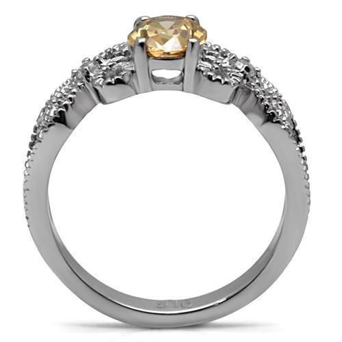 Womens Rings High polished (no plating) 316L Stainless Steel Ring with AAA Grade CZ in Champagne TK080 - Jewelry Store by Erik Rayo