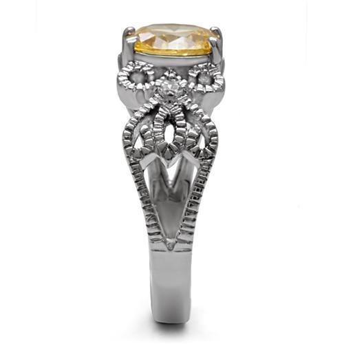 Womens Rings High polished (no plating) 316L Stainless Steel Ring with AAA Grade CZ in Champagne TK080 - Jewelry Store by Erik Rayo