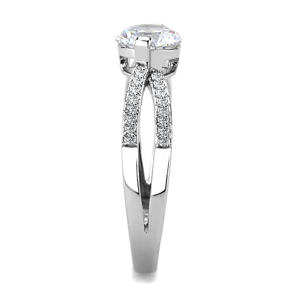 Womens Rings High polished (no plating) 316L Stainless Steel Ring with AAA Grade CZ in Clear DA002 - Jewelry Store by Erik Rayo