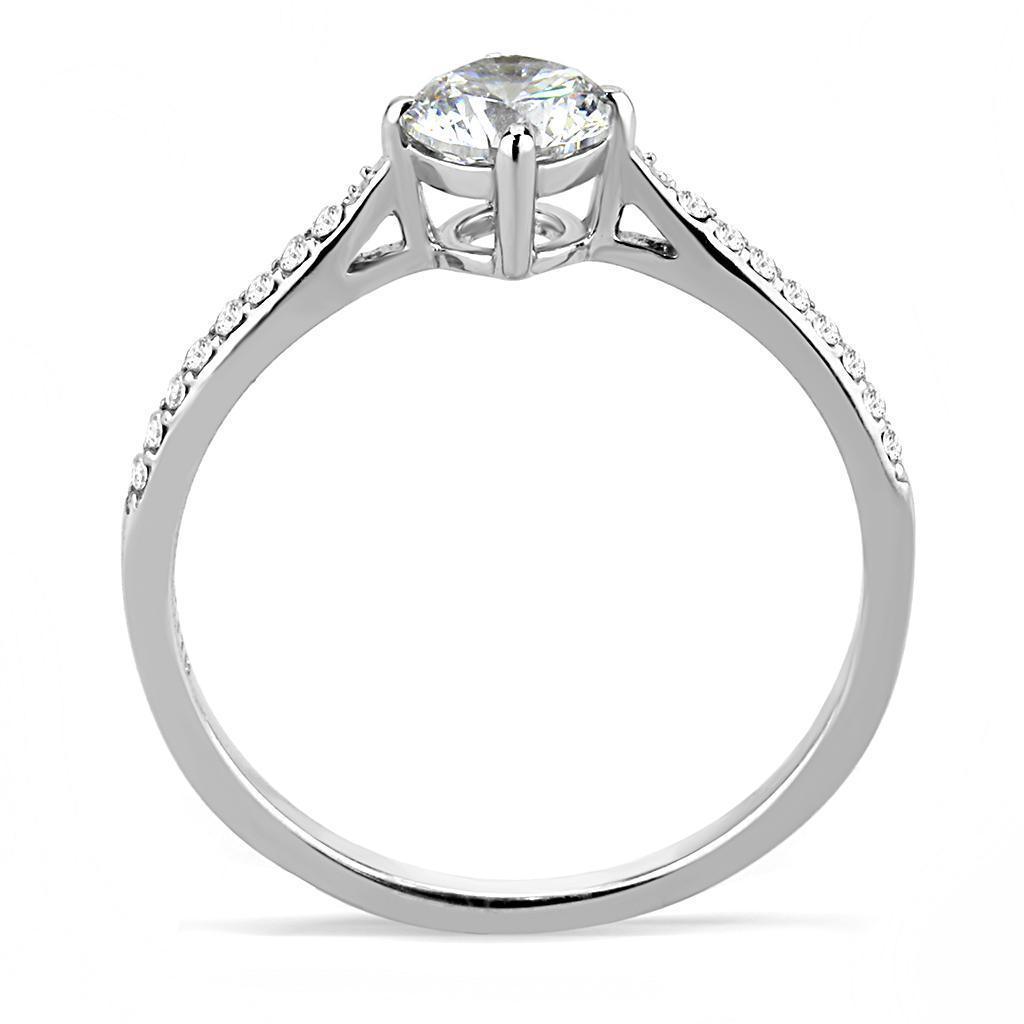 Womens Rings High polished (no plating) 316L Stainless Steel Ring with AAA Grade CZ in Clear DA018 - Jewelry Store by Erik Rayo