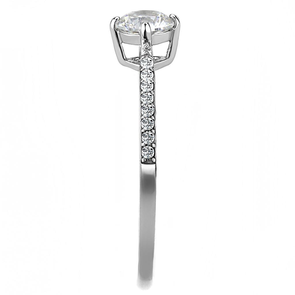 Womens Rings High polished (no plating) 316L Stainless Steel Ring with AAA Grade CZ in Clear DA018 - Jewelry Store by Erik Rayo