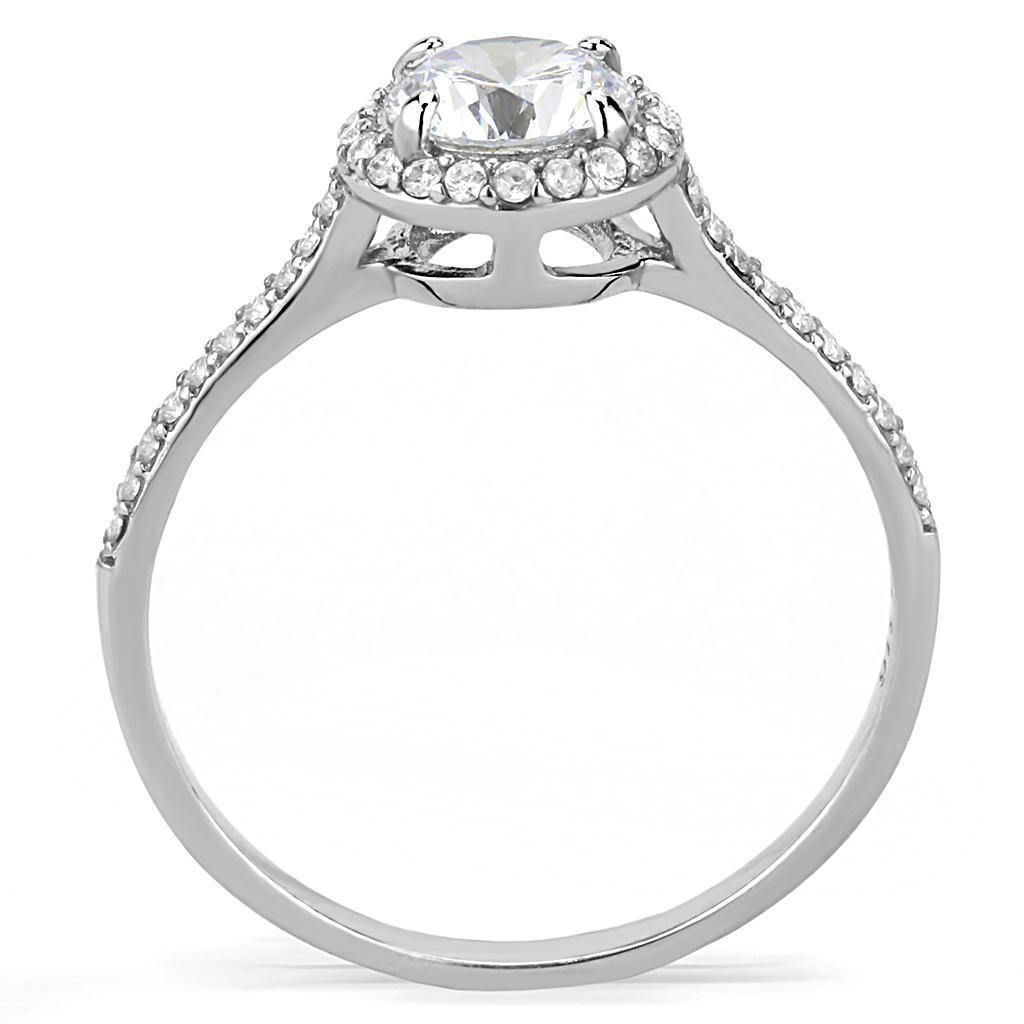 Womens Rings High polished (no plating) 316L Stainless Steel Ring with AAA Grade CZ in Clear DA022 - Jewelry Store by Erik Rayo