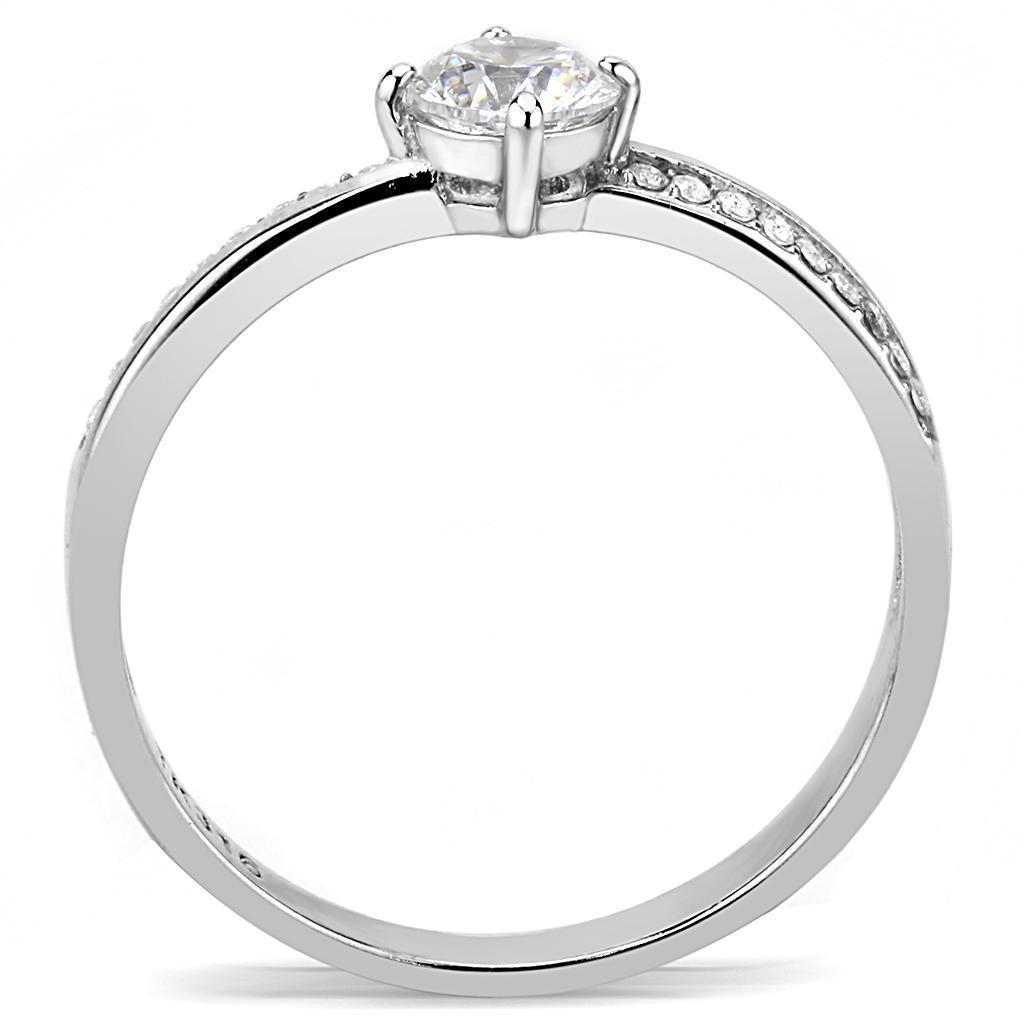 Womens Rings High polished (no plating) 316L Stainless Steel Ring with AAA Grade CZ in Clear DA025 - Jewelry Store by Erik Rayo