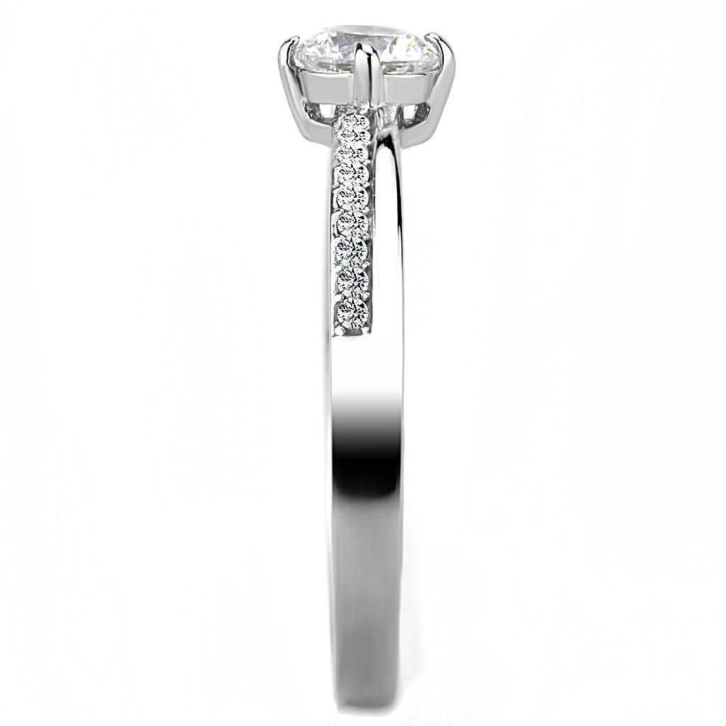 Womens Rings High polished (no plating) 316L Stainless Steel Ring with AAA Grade CZ in Clear DA025 - Jewelry Store by Erik Rayo