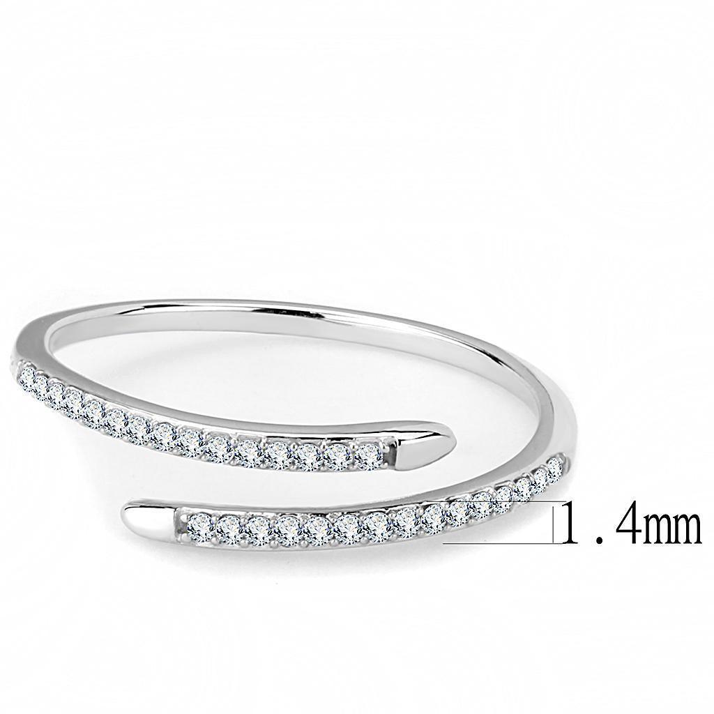 Womens Rings High polished (no plating) 316L Stainless Steel Ring with AAA Grade CZ in Clear DA044 - Jewelry Store by Erik Rayo