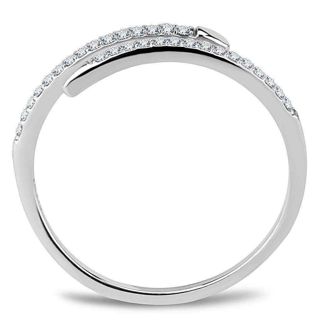 Womens Rings High polished (no plating) 316L Stainless Steel Ring with AAA Grade CZ in Clear DA044 - Jewelry Store by Erik Rayo