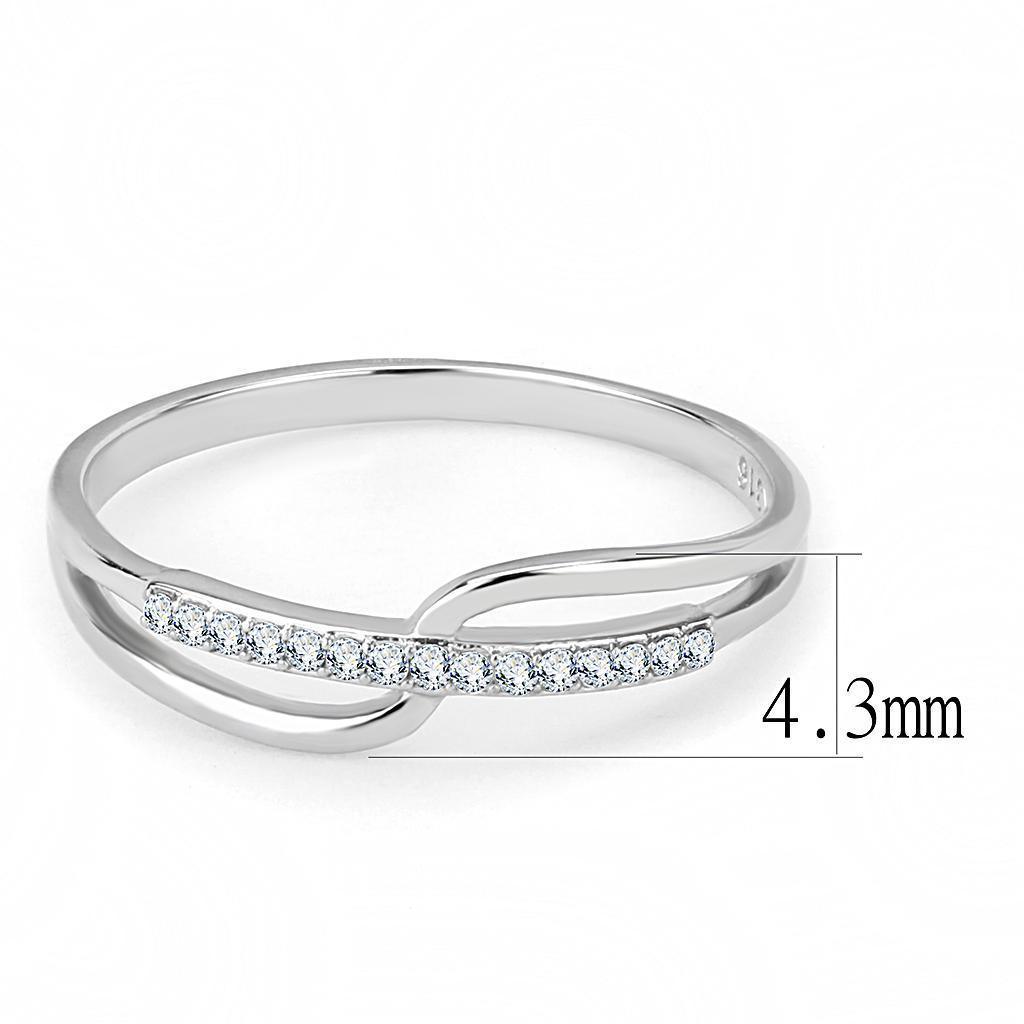Womens Rings High polished (no plating) 316L Stainless Steel Ring with AAA Grade CZ in Clear DA045 - Jewelry Store by Erik Rayo