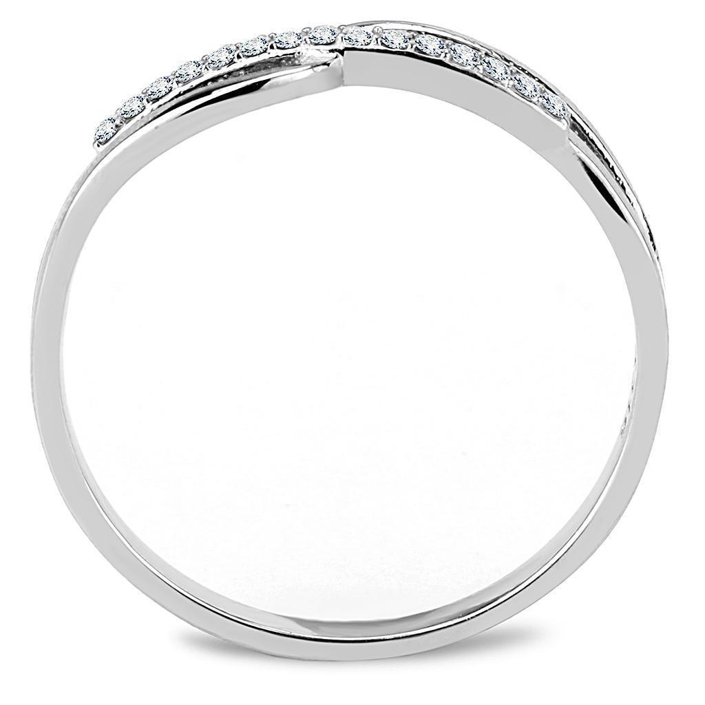 Womens Rings High polished (no plating) 316L Stainless Steel Ring with AAA Grade CZ in Clear DA045 - Jewelry Store by Erik Rayo