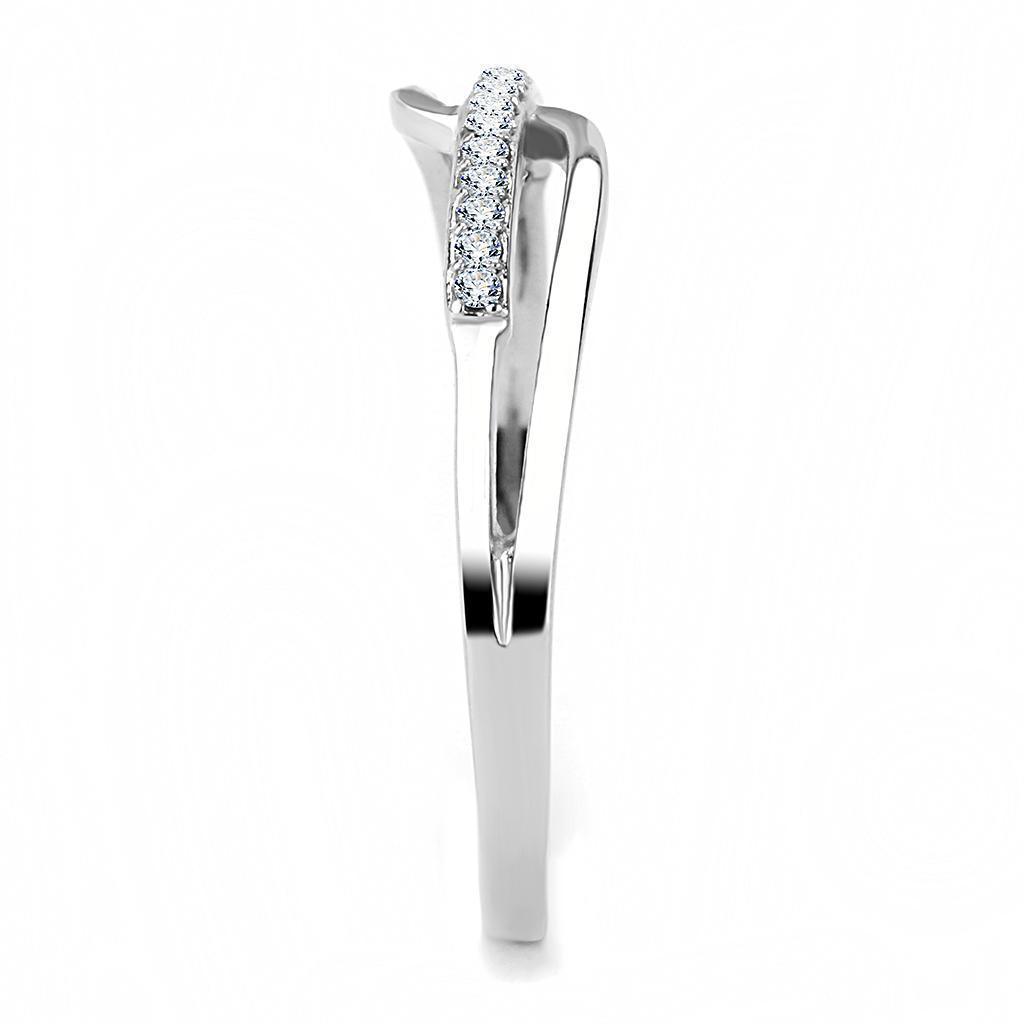 Womens Rings High polished (no plating) 316L Stainless Steel Ring with AAA Grade CZ in Clear DA045 - Jewelry Store by Erik Rayo