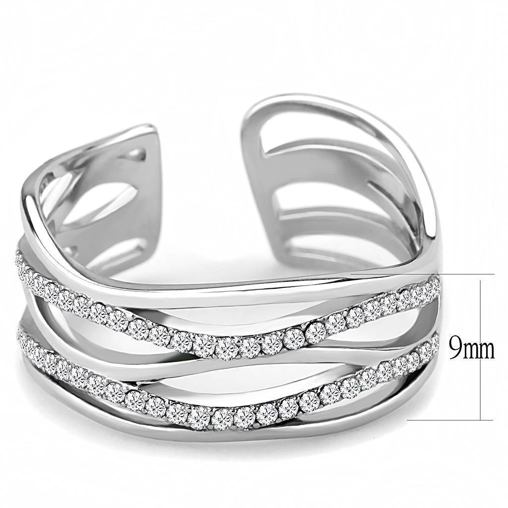 Womens Rings High polished (no plating) 316L Stainless Steel Ring with AAA Grade CZ in Clear DA047 - Jewelry Store by Erik Rayo