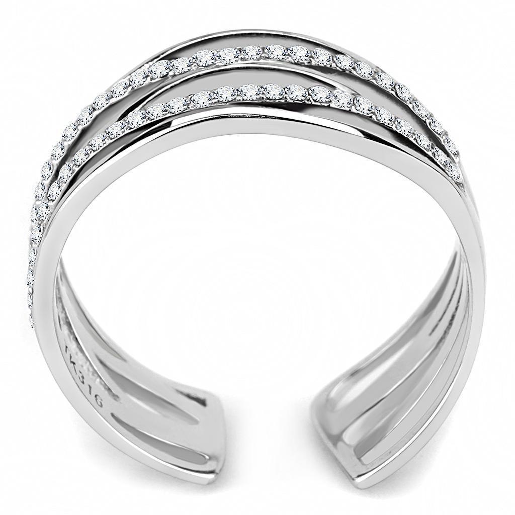 Womens Rings High polished (no plating) 316L Stainless Steel Ring with AAA Grade CZ in Clear DA047 - Jewelry Store by Erik Rayo
