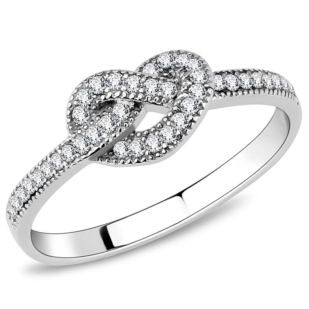 Womens Rings High polished (no plating) 316L Stainless Steel Ring with AAA Grade CZ in Clear DA053 - Jewelry Store by Erik Rayo