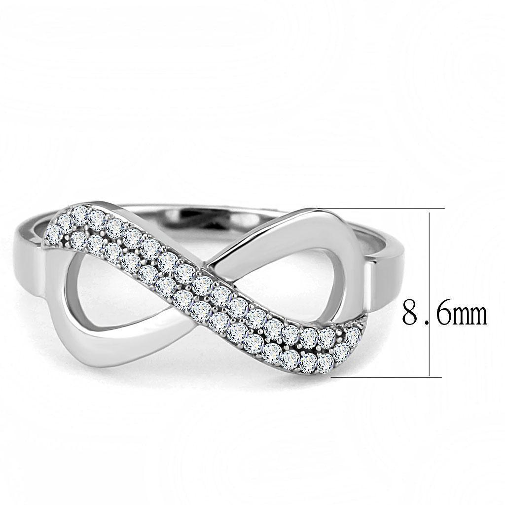 Womens Rings High polished (no plating) 316L Stainless Steel Ring with AAA Grade CZ in Clear DA054 - Jewelry Store by Erik Rayo