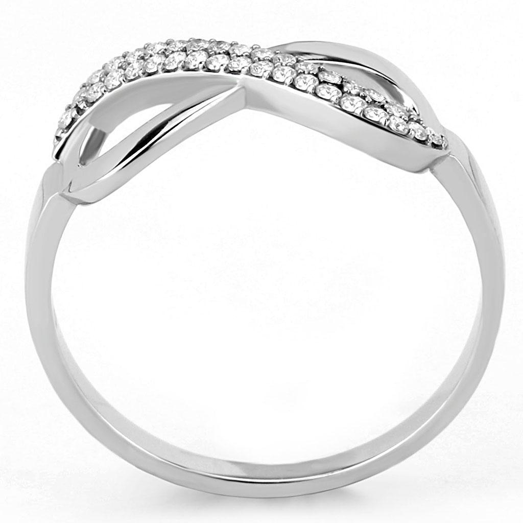 Womens Rings High polished (no plating) 316L Stainless Steel Ring with AAA Grade CZ in Clear DA054 - Jewelry Store by Erik Rayo