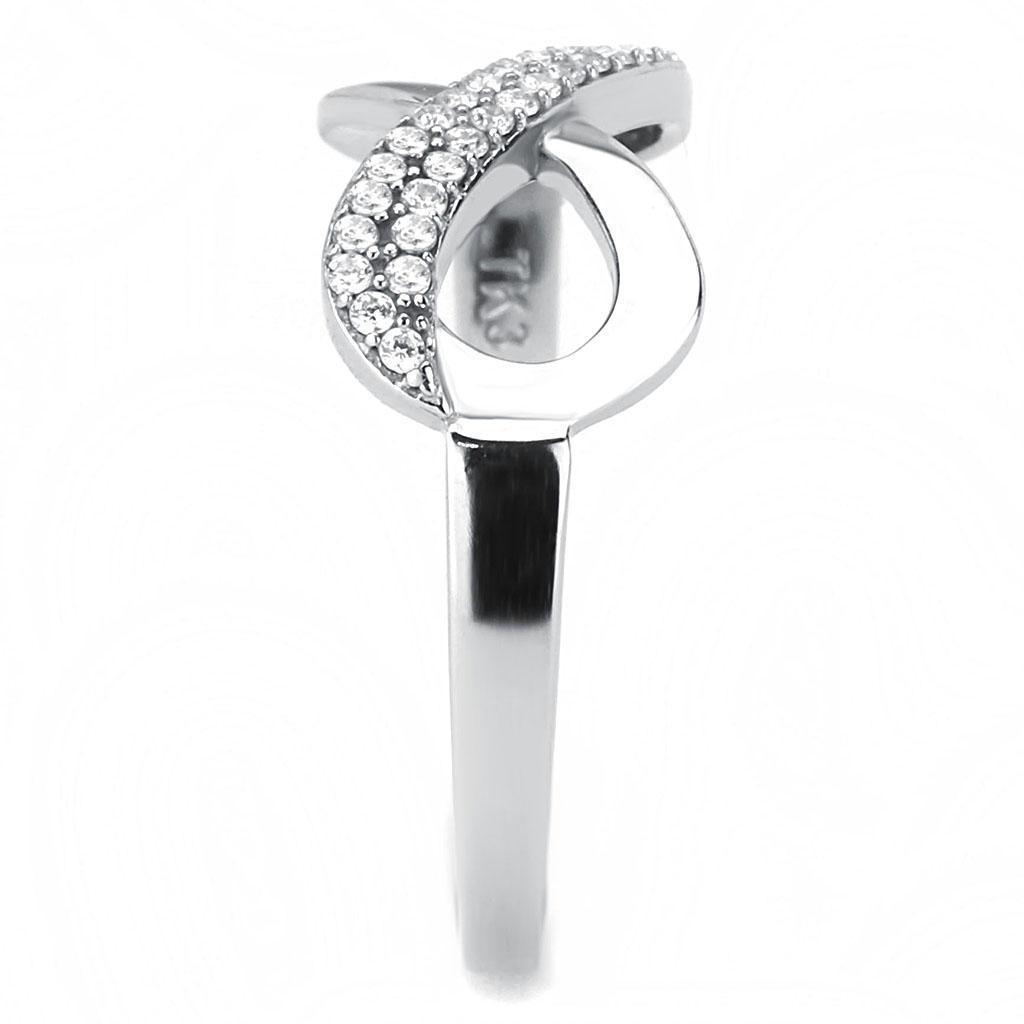 Womens Rings High polished (no plating) 316L Stainless Steel Ring with AAA Grade CZ in Clear DA054 - Jewelry Store by Erik Rayo