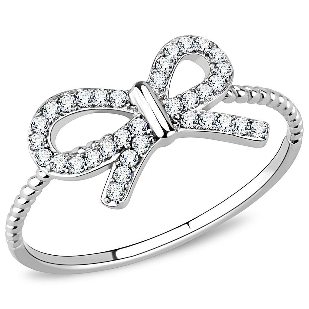 Womens Rings High polished (no plating) 316L Stainless Steel Ring with AAA Grade CZ in Clear DA057 - Jewelry Store by Erik Rayo