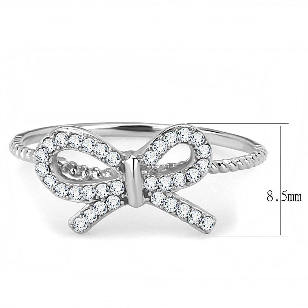 Womens Rings High polished (no plating) 316L Stainless Steel Ring with AAA Grade CZ in Clear DA057 - Jewelry Store by Erik Rayo