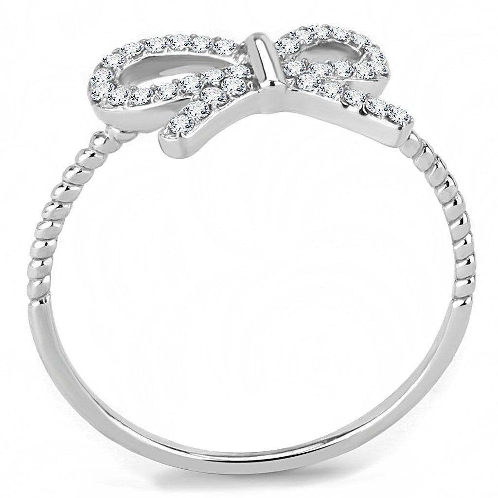 Womens Rings High polished (no plating) 316L Stainless Steel Ring with AAA Grade CZ in Clear DA057 - Jewelry Store by Erik Rayo