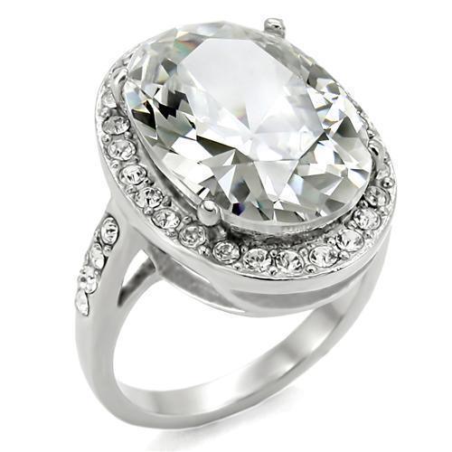 Womens Rings High polished (no plating) 316L Stainless Steel Ring with AAA Grade CZ in Clear TK010 - Jewelry Store by Erik Rayo