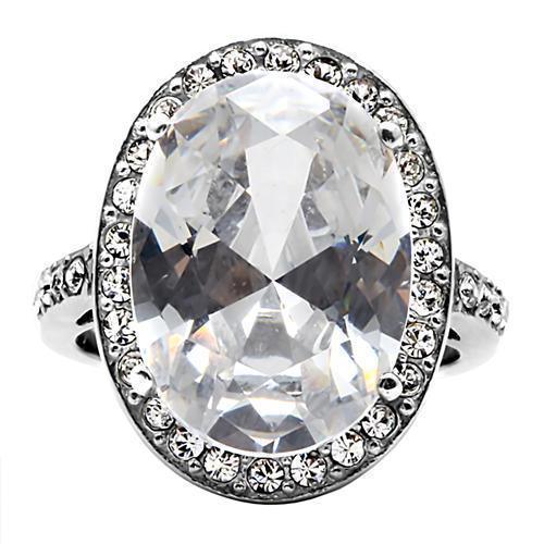 Womens Rings High polished (no plating) 316L Stainless Steel Ring with AAA Grade CZ in Clear TK010 - Jewelry Store by Erik Rayo
