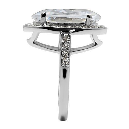 Womens Rings High polished (no plating) 316L Stainless Steel Ring with AAA Grade CZ in Clear TK010 - Jewelry Store by Erik Rayo