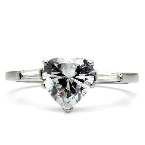 Womens Rings High polished (no plating) 316L Stainless Steel Ring with AAA Grade CZ in Clear TK027 - Jewelry Store by Erik Rayo