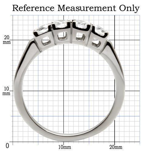 Womens Rings High polished (no plating) 316L Stainless Steel Ring with AAA Grade CZ in Clear TK047 - Jewelry Store by Erik Rayo