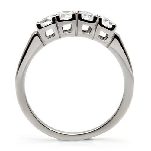 Womens Rings High polished (no plating) 316L Stainless Steel Ring with AAA Grade CZ in Clear TK047 - Jewelry Store by Erik Rayo