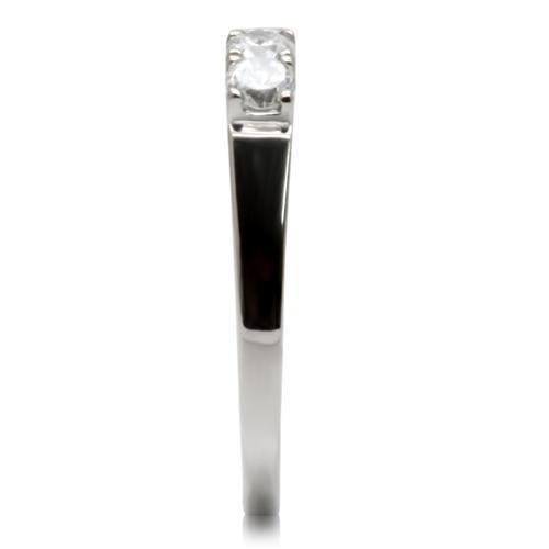 Womens Rings High polished (no plating) 316L Stainless Steel Ring with AAA Grade CZ in Clear TK047 - Jewelry Store by Erik Rayo