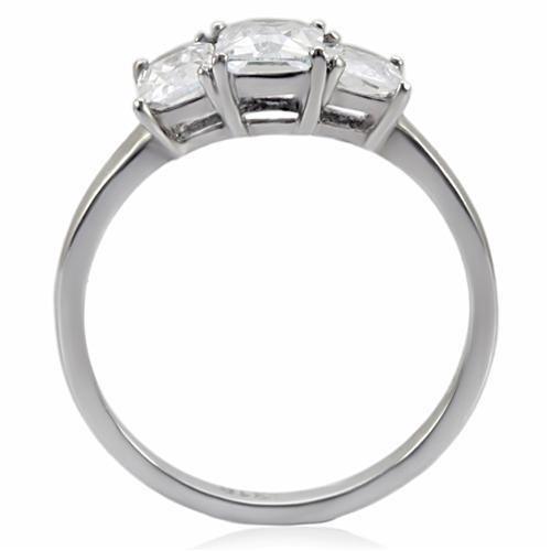 Womens Rings High polished (no plating) 316L Stainless Steel Ring with AAA Grade CZ in Clear TK058 - Jewelry Store by Erik Rayo