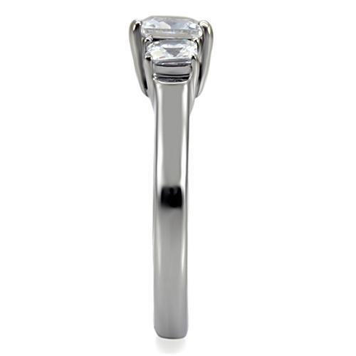 Womens Rings High polished (no plating) 316L Stainless Steel Ring with AAA Grade CZ in Clear TK058 - Jewelry Store by Erik Rayo
