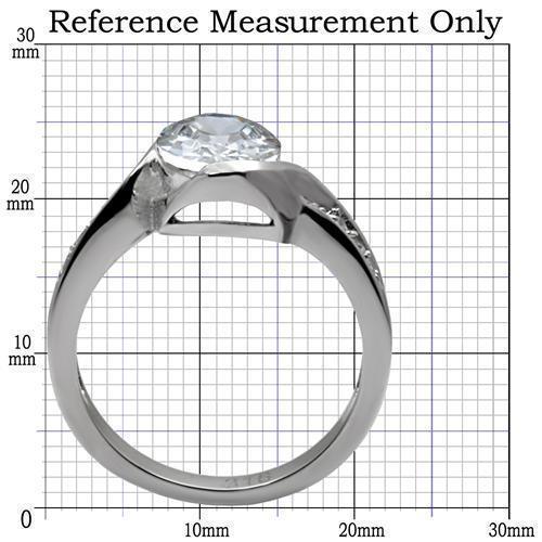 Womens Rings High polished (no plating) 316L Stainless Steel Ring with AAA Grade CZ in Clear TK064 - Jewelry Store by Erik Rayo