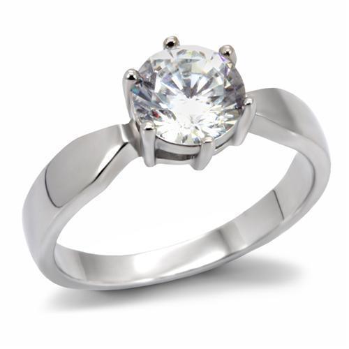 Womens Rings High polished (no plating) 316L Stainless Steel Ring with AAA Grade CZ in Clear TK071 - Jewelry Store by Erik Rayo