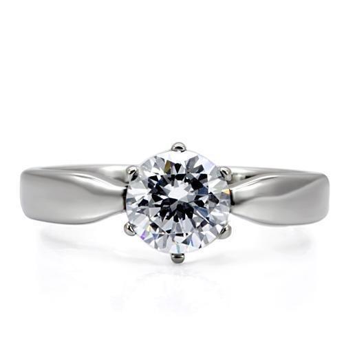Womens Rings High polished (no plating) 316L Stainless Steel Ring with AAA Grade CZ in Clear TK071 - Jewelry Store by Erik Rayo