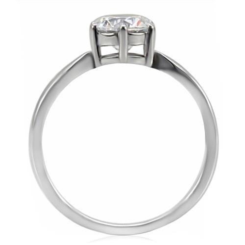 Womens Rings High polished (no plating) 316L Stainless Steel Ring with AAA Grade CZ in Clear TK071 - Jewelry Store by Erik Rayo