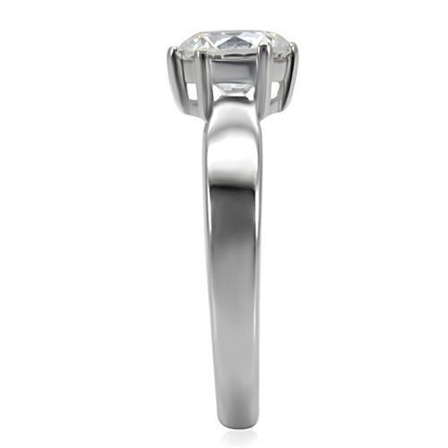 Womens Rings High polished (no plating) 316L Stainless Steel Ring with AAA Grade CZ in Clear TK071 - Jewelry Store by Erik Rayo