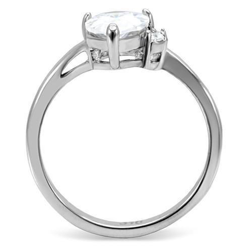 Womens Rings High polished (no plating) 316L Stainless Steel Ring with AAA Grade CZ in Clear TK102 - Jewelry Store by Erik Rayo