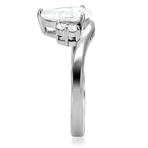 Womens Rings High polished (no plating) 316L Stainless Steel Ring with AAA Grade CZ in Clear TK102 - Jewelry Store by Erik Rayo