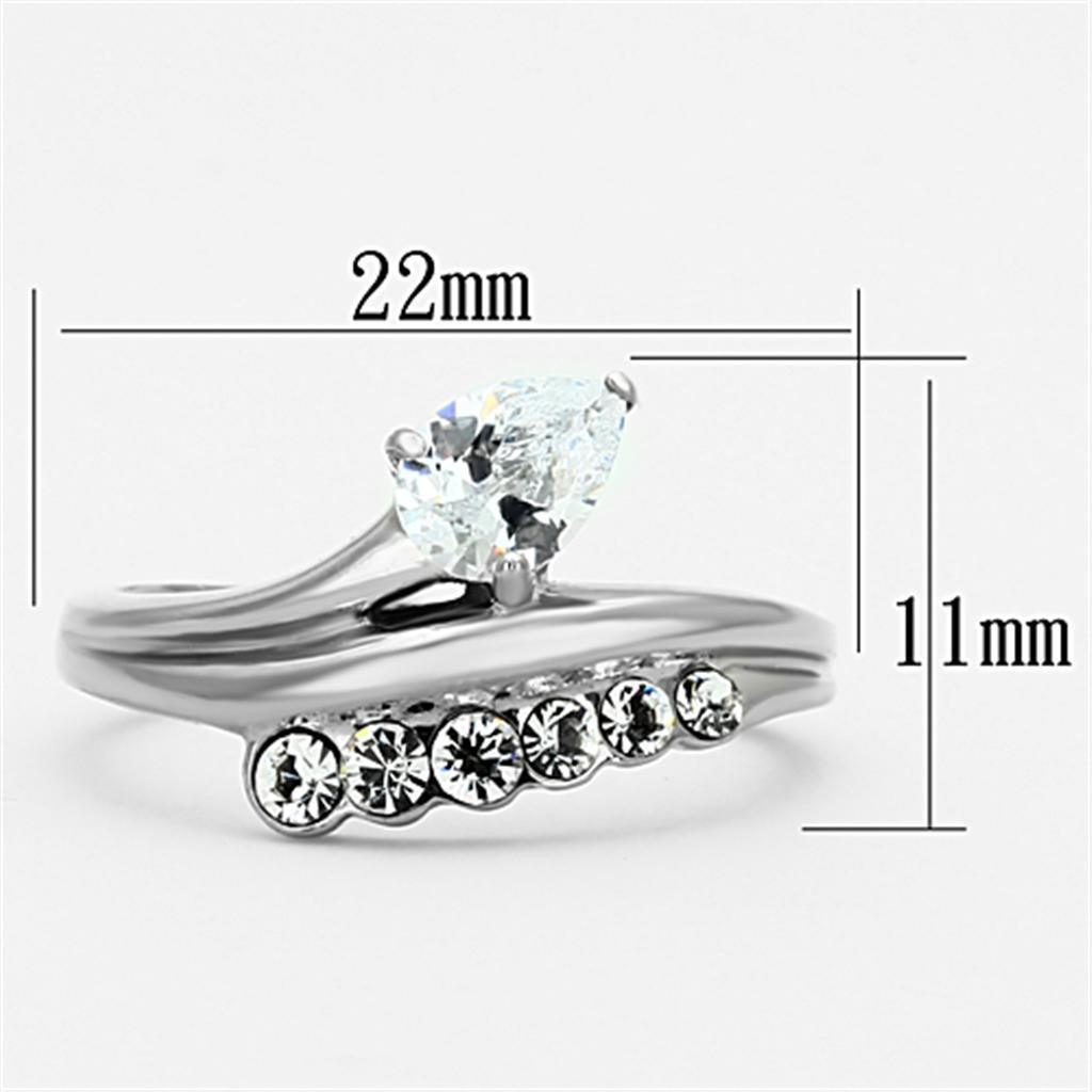 Womens Rings High polished (no plating) 316L Stainless Steel Ring with AAA Grade CZ in Clear TK1080 - Jewelry Store by Erik Rayo