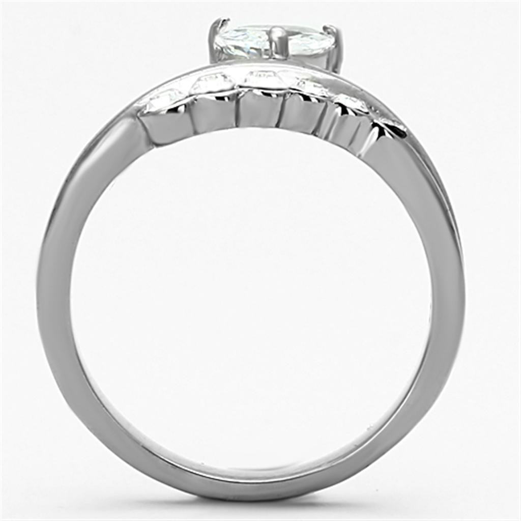 Womens Rings High polished (no plating) 316L Stainless Steel Ring with AAA Grade CZ in Clear TK1080 - Jewelry Store by Erik Rayo